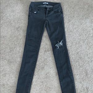 Forever 21 dark gray ripped knee jeans